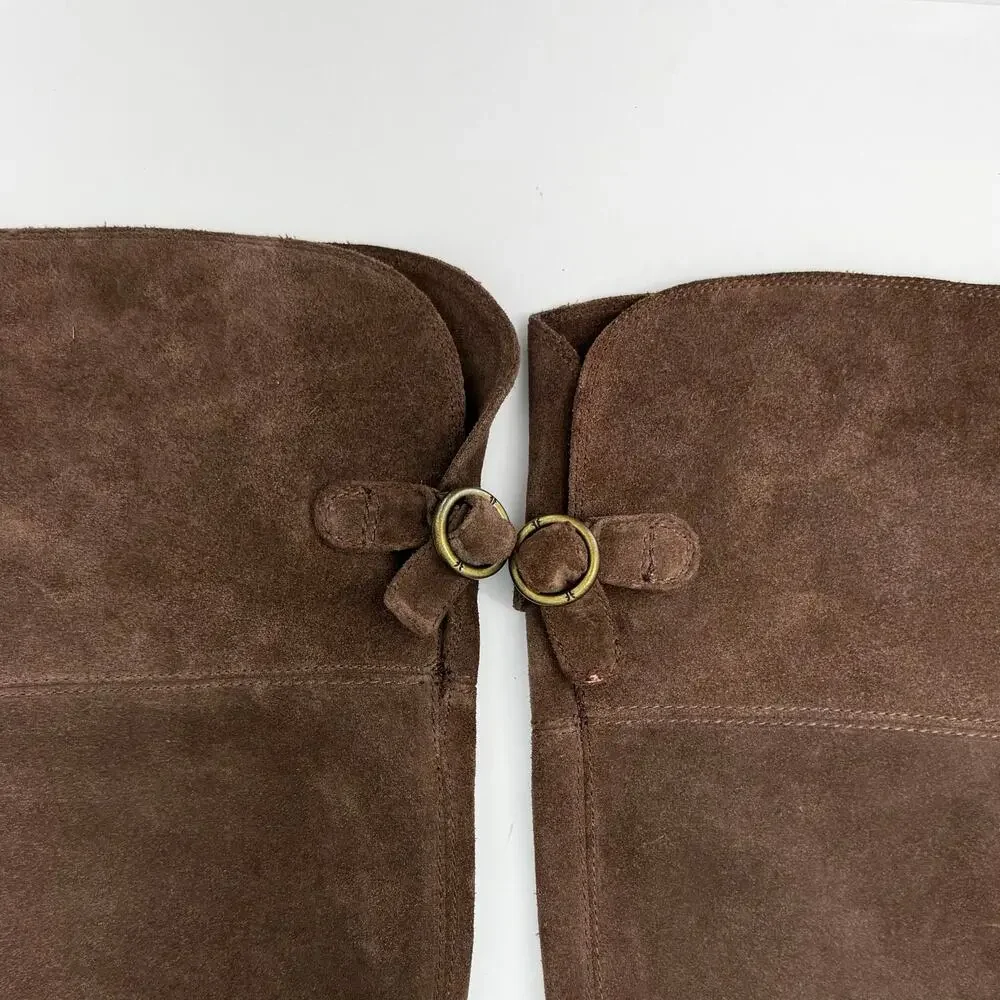 FRYE Lucinda Slouch Pull-On Over the Knee Suede Unlined Boots Dark Brown 8M